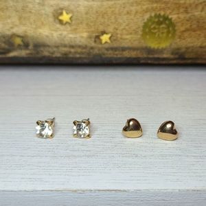 Gold Heart and Rhinestone Earring Bundle